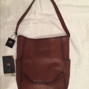 Frye cognac hobo purse side pockets- new with tags